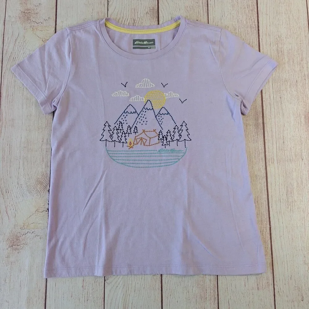 Eddie Bauer lavender graphic tee & galaxy legging set sz L (14/16)
